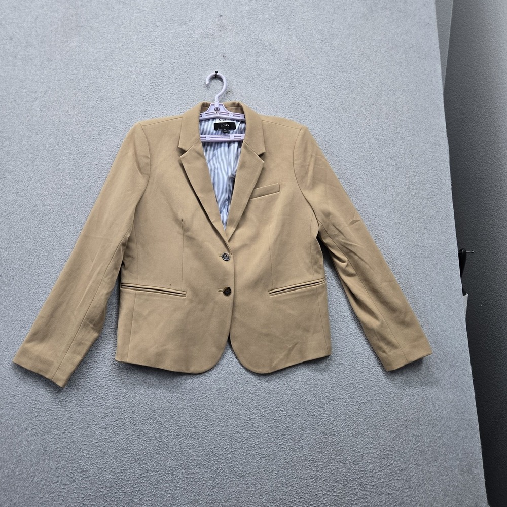 J.CREW Women Jacket XL Tan Blazer Business Button Lined
